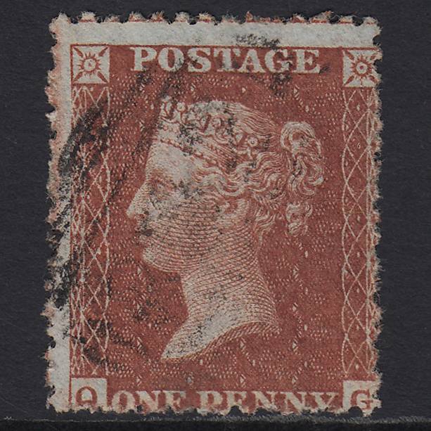 GB QV 1855 1d Red-brown (Plate 14) SGC6(1) QG VFU Light Cancel Misperf