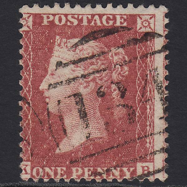 GB QV 1857 1d Rose-red (Plate 55) SG40-C10(1) KB GU Bristol 134 Misperf