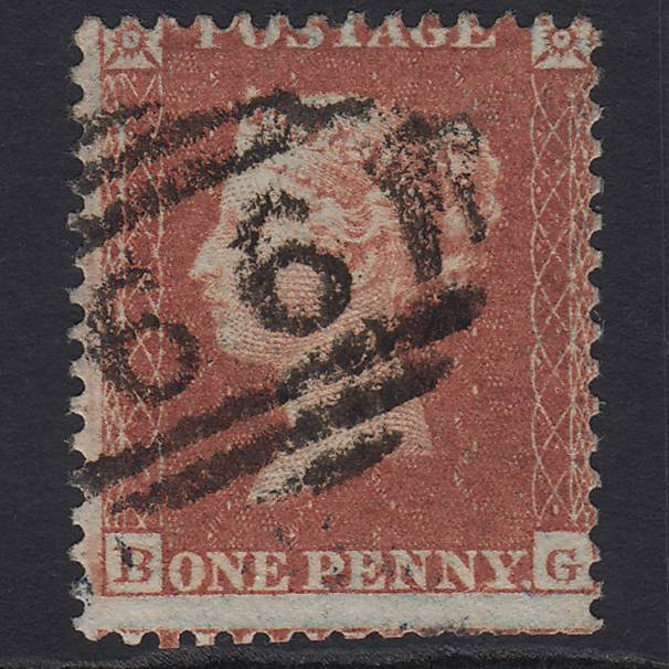 GB QV 1855 1d Red-brown Plate R4 SG22-C2(1) BG GU Berwick 66 Misperf