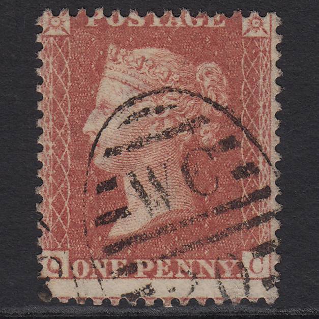 GB QV 1857 1d Rose-red Pl 47 SG40-C10(1) QC FU London D&S WC20 Misperf