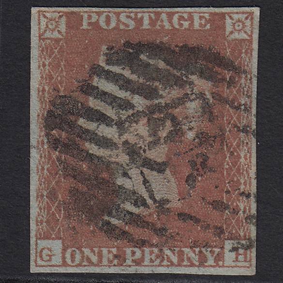 GB QV 1841 1d Red-brown Pl 101 SG8-B1(1) GH GU 4 Margins London IS 24