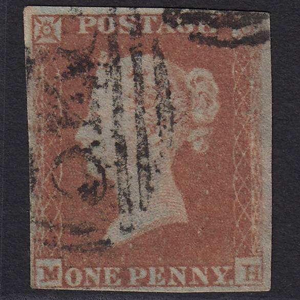 GB QV 1841 1d Red-brown (Plate 91) SG8-B1(1) MH GU nr 4 Margins