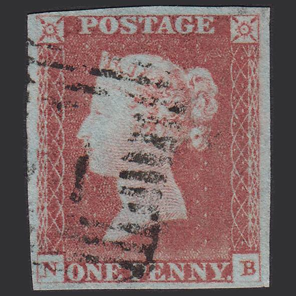 GB QV 1841 1d Red-brown (Plate 84) SG8-B1(1) NB VFU 4M Imperf Scotland