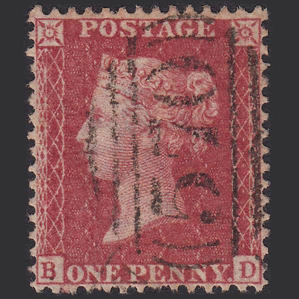 GB QV 1857 1d Rose-red Pl 46 SG40-C10(1) BD VFU Northampton 570 Spoon
