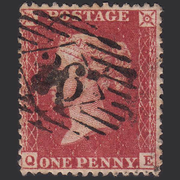 GB QV 1857 1d Rose-red (Plate 27) SG40-C10(1) QE GU London IS Cancel