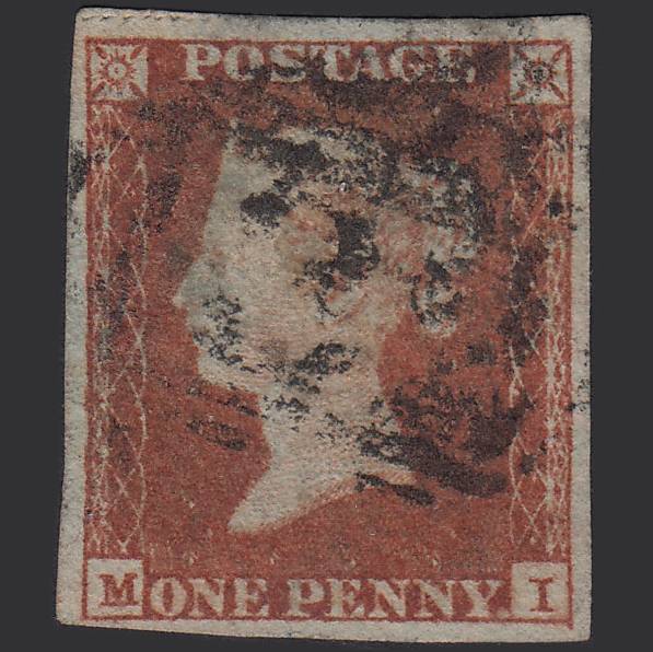 GB QV 1841 1d Red-brown (Plate 90) SG8-B1(1) MI GU 4 Margins