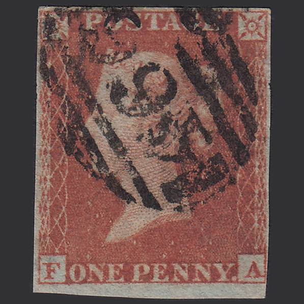 GB QV 1841 1d Red-brown Pl 166 SG8-B2(1) FA GU 4 Margins Liverpool 466