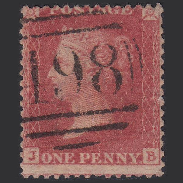 GB QV 1857 1d Rose-red Pl 59 SG40-C10(1) JB FU Manchester 498 Misperf