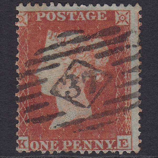 GB QV 1854 1d Red-brown (Plate 182) SG17-C1(1) KE GU London IS 37