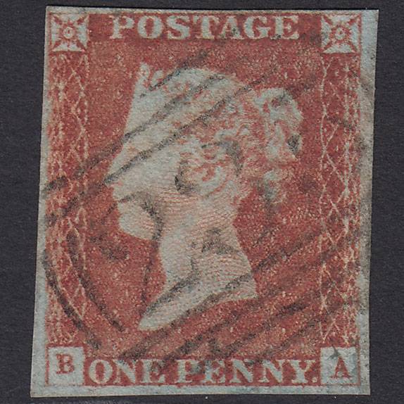GB QV 1841 1d Red-brown Pl 70 SG8-B1(1) BA FU 4M Staindrop 235 Offset