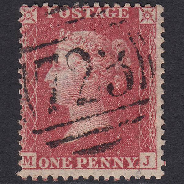 GB QV 1857 1d Deep Rose-red (Plate 48) SG41-C10(4) MJ FU Southampton 723