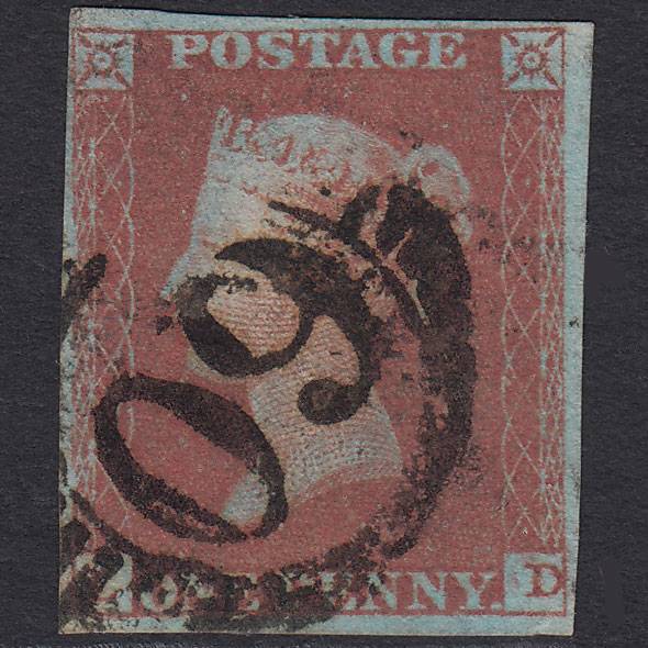 GB QV 1841 1d Very Blued (Plate 87) SG8a-B1(2) LD FU 4M London D&S 60