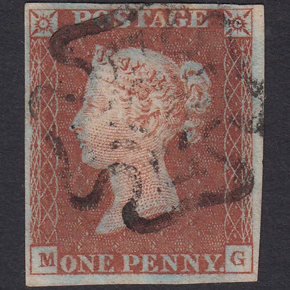 GB QV 1841 1d Red-brown Pl 29 SG8-B1(1) MG GU 4 Margins Maltese Cross