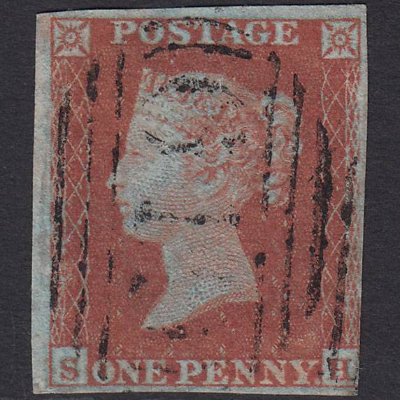 GB QV 1841 1d Very Blued (Plate 95) SG8a-B1(2) SH GU nr 4M Pickering 619