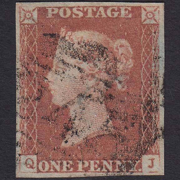 GB QV 1841 1d Red-brown (Plate 80) SG8-B1(1) QJ FU 4 Margins