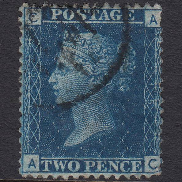 GB QV 1869 2d Blue (Plate 15) SG46-G3 AC FU Npb Cancel