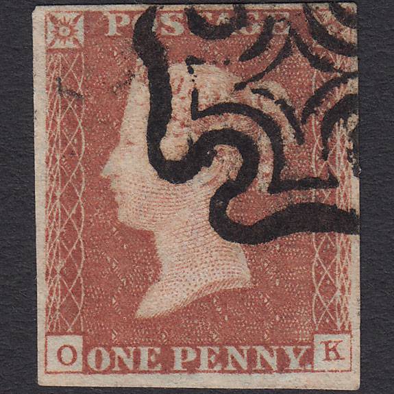 GB QV 1841 1d Red-brown Pl 19 SG8-B1(1) OK FU 4 Margins Maltese Cross