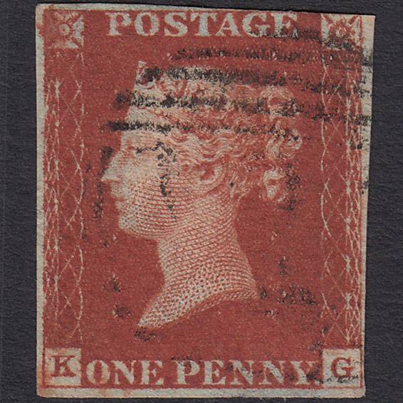 GB QV 1841 1d (Plate 56) SG10-B1(4) Constant Variety KG GU 3M