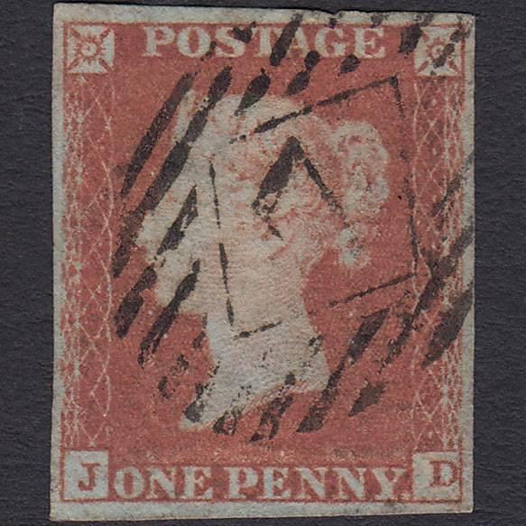 GB QV 1841 1d Red-brown (Plate 91) SG8-B1(1) JD FU 4 Margins