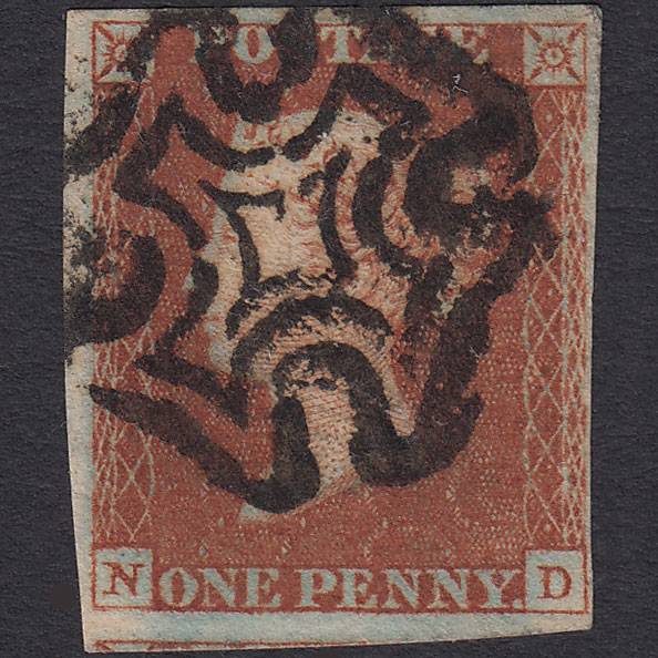 GB QV 1841 1d Red-brown (Plate 22) SG8-B1(1) ND FU Missing Imprimatur 4M MX
