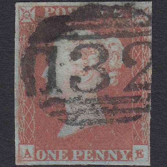 GB QV 1841 1d Very Blued Pl 86 SG8a-B1(2) AE FU 4 Margins Brighton 132