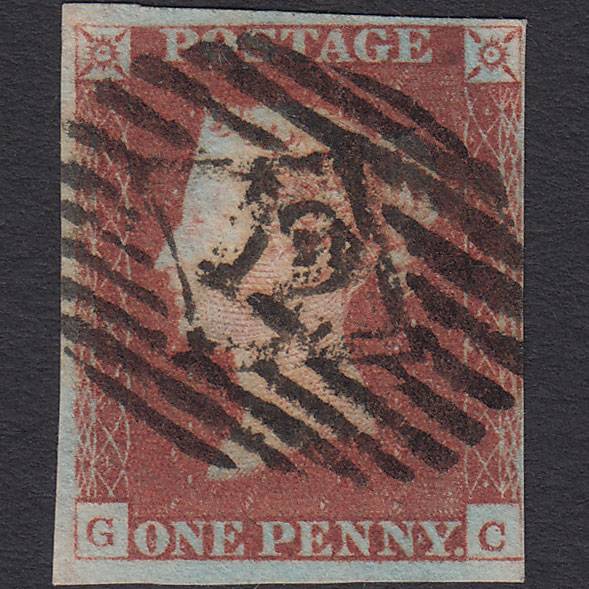 GB QV 1841 1d Red-brown (Plate 74) SG8-B1(1) GC FU 4 Margins London IS 12