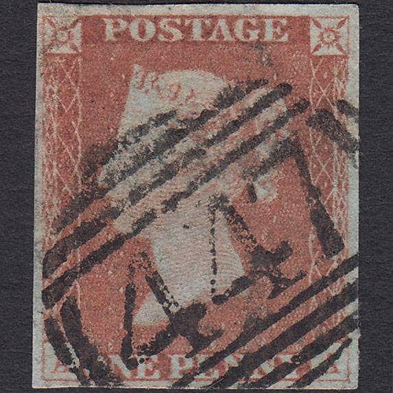 GB QV 1841 1d Red-brown (Plate 67) SG8-B1(1) AA FU 4 Margins Leeds 447