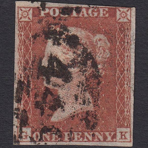 GB QV 1841 1d Red-brown Pl 122 SG8-B1(1) GK GU 4 Margins Leicester 449
