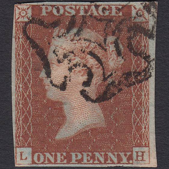 GB QV 1841 1d Red-brown (Plate 27) SG8-B1(1) LH FU 4 Margins Maltese Cross