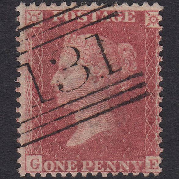 GB QV 1857 1d Rose-red (Plate 59) SG40-C10(1) GE VFU Edinburgh 131