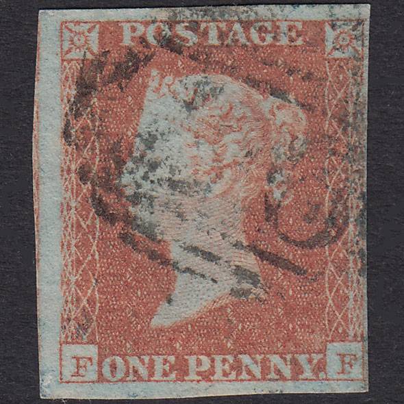 GB QV 1841 1d Red-Brown Plate 114 SG8-B1(1) FF FU 4M Bury St Edmunds 97