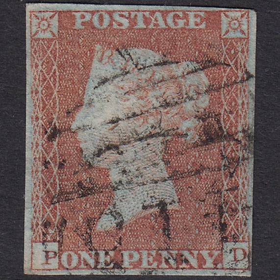 GB QV 1841 1d Red-Brown Plate 94 SG8-B1(1) PD FU Kidderminster 415