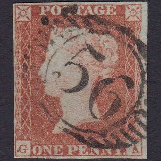 GB QV 1841 1d Red-Brown Plate 91 SG8-B1(1) GA FU 4 Margins London D&S 56