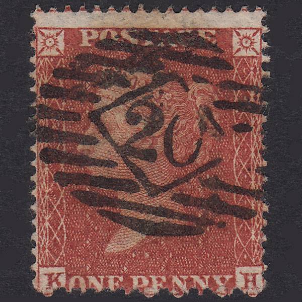 GB QV 1855 1d Red-Brown Plate 9 SG21-C4(1) KH FU London IS 20