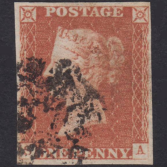 GB QV 1841 1d Red-Brown Plate 21 SG8-B1(1) SA FU 4 Margins Maltese Cross