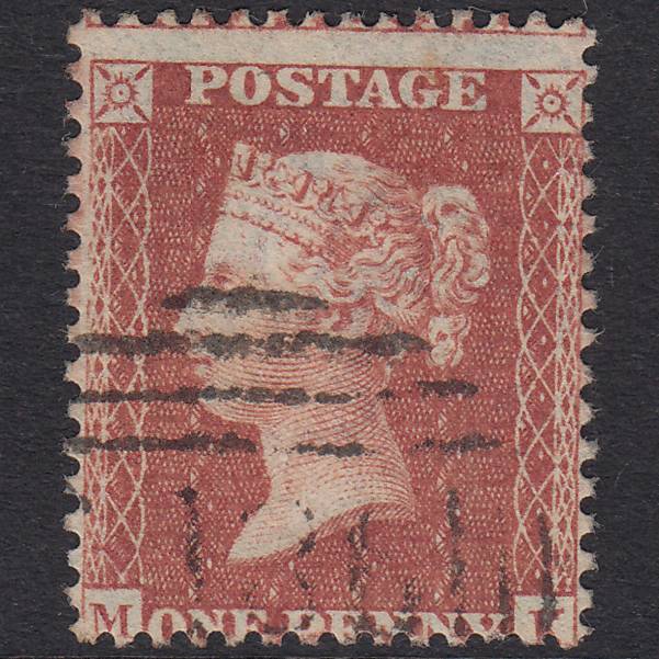 GB QV 1856 1d Red-Brown Plate 23 SG29-C8(1) MK FU Dublin 186 Irish Spoon