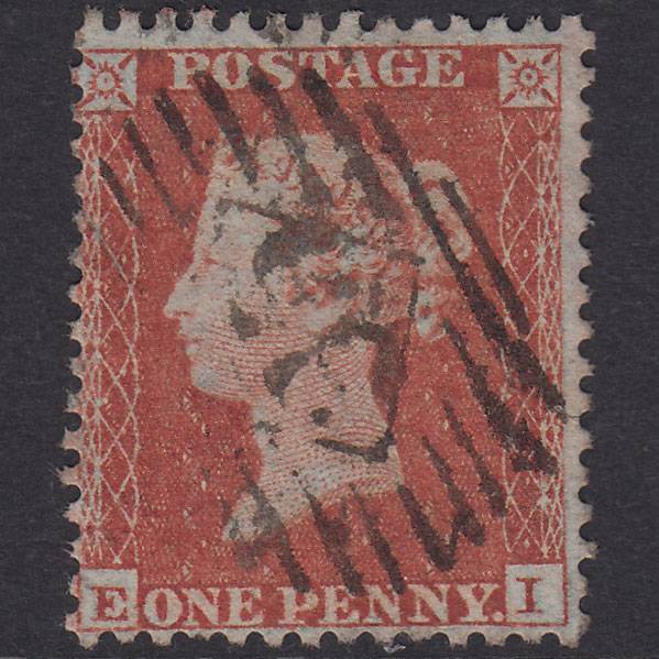 GB QV 1855 1d Red-Brown Plate 202 SG22-C2(1) EI GU London IS Cancel