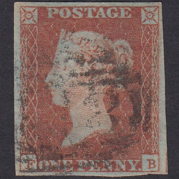 GB QV 1841 1d Red-Brown Plate 87 SG8-B1(1) FB GU 4 Margins