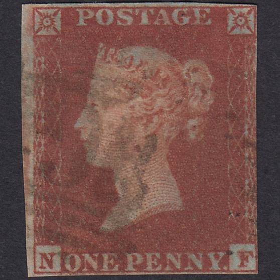 1841 1d Deep Red-Brown Plate 136 SG10-B2(4) NF GU Nr 4 Margins