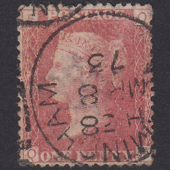 GB QV 1864 1d Rose-Red Plate 142 SG43-G1(1) QF FU CDS