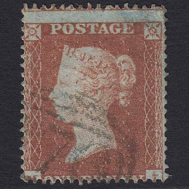 GB QV 1854 1d Red-brown (SG17) FU Misperf C1