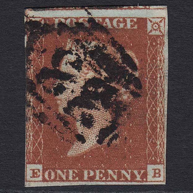 GB QV 1841 1d Deep Red-brown (Plate 52) (SG10) 'EB' GU 4 Margins