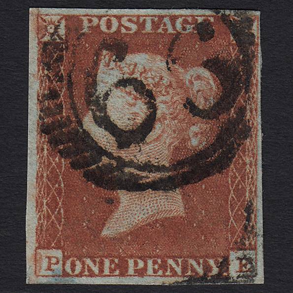 GB QV 1841 1d Red-brown Pl 64 SG8-B1(1) PE FU London D&S 66 4 Margins