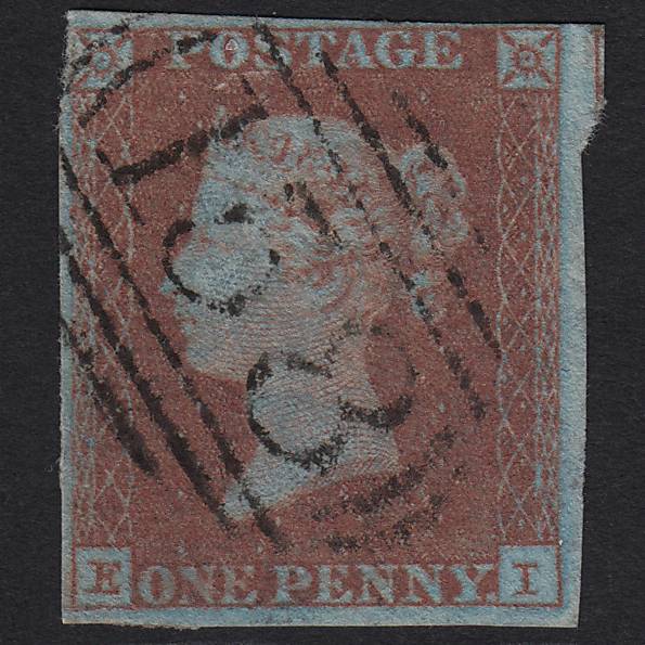 GB QV 1841 1d Very Blued Pl 122 SG8a-B1(2) EI FU Cambridge 158 4M Imperf