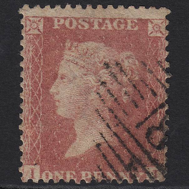 GB QV 1857 1d Rose-red SG40-C10(1) GU in Ireland