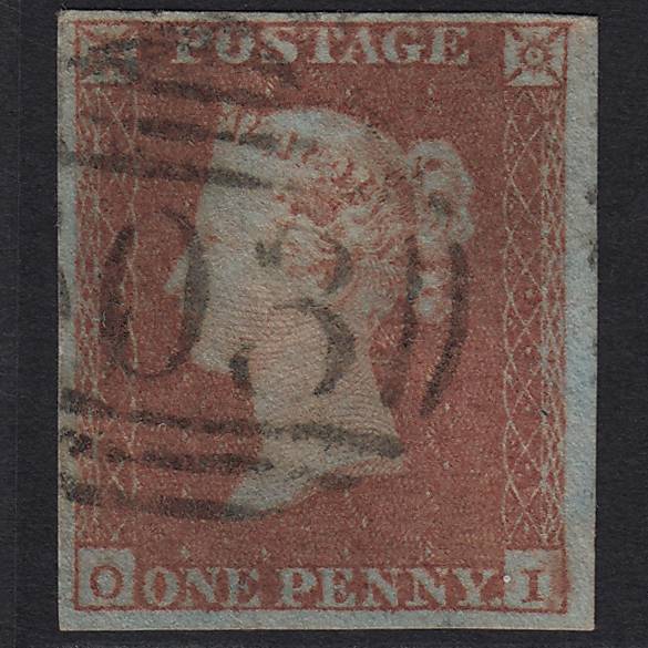 GB QV 1841 1d Red-brown (Plate 94) SG8-B1(1) OI FU 4 Margins