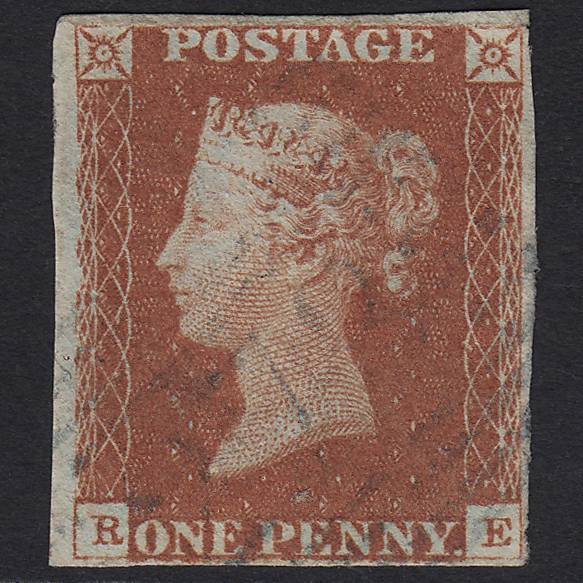 GB QV 1841 1d Red-brown Pl 64 SG8-B1(1) RE FU Blue Oban 273 4M Imperf