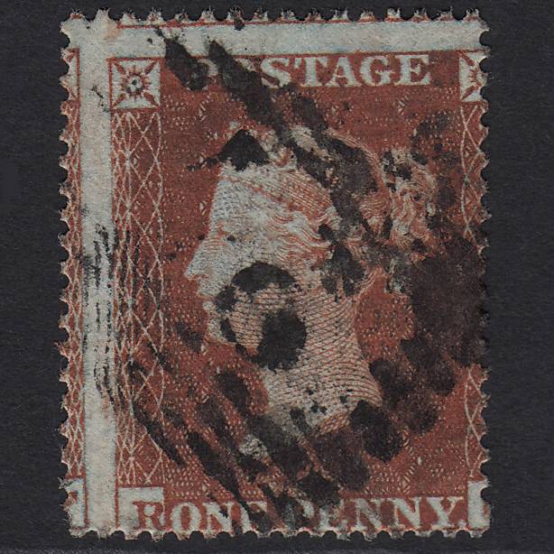 GB QV 1854 1d Red-brown (Plate 195) SG17-C1(1) RG GU Ayr 27 Large Misperf