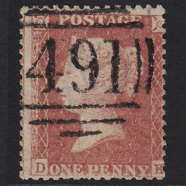 GB QV 1857 1d Rose-red (Plate 59) SG40-C10(1) DK GU Macclesfield 491