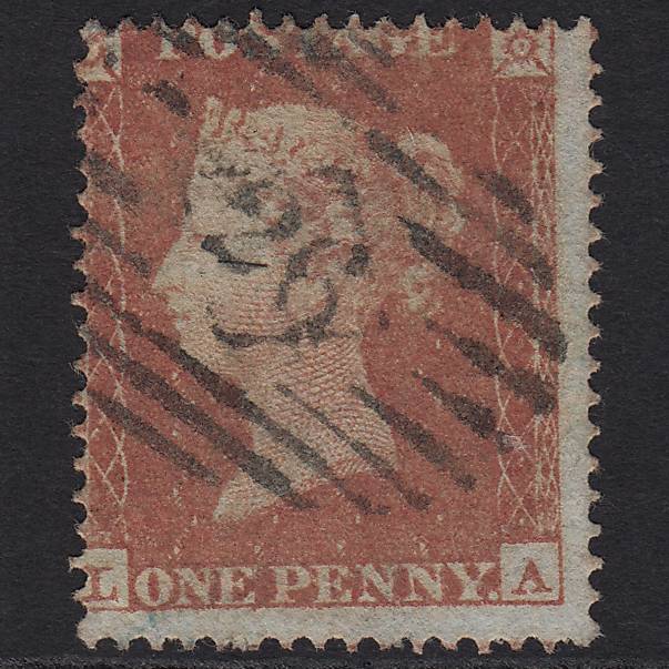 GB QV 1854 1d Red-brown (Plate 177) SG17-C1(1) LA FU London IS 26
